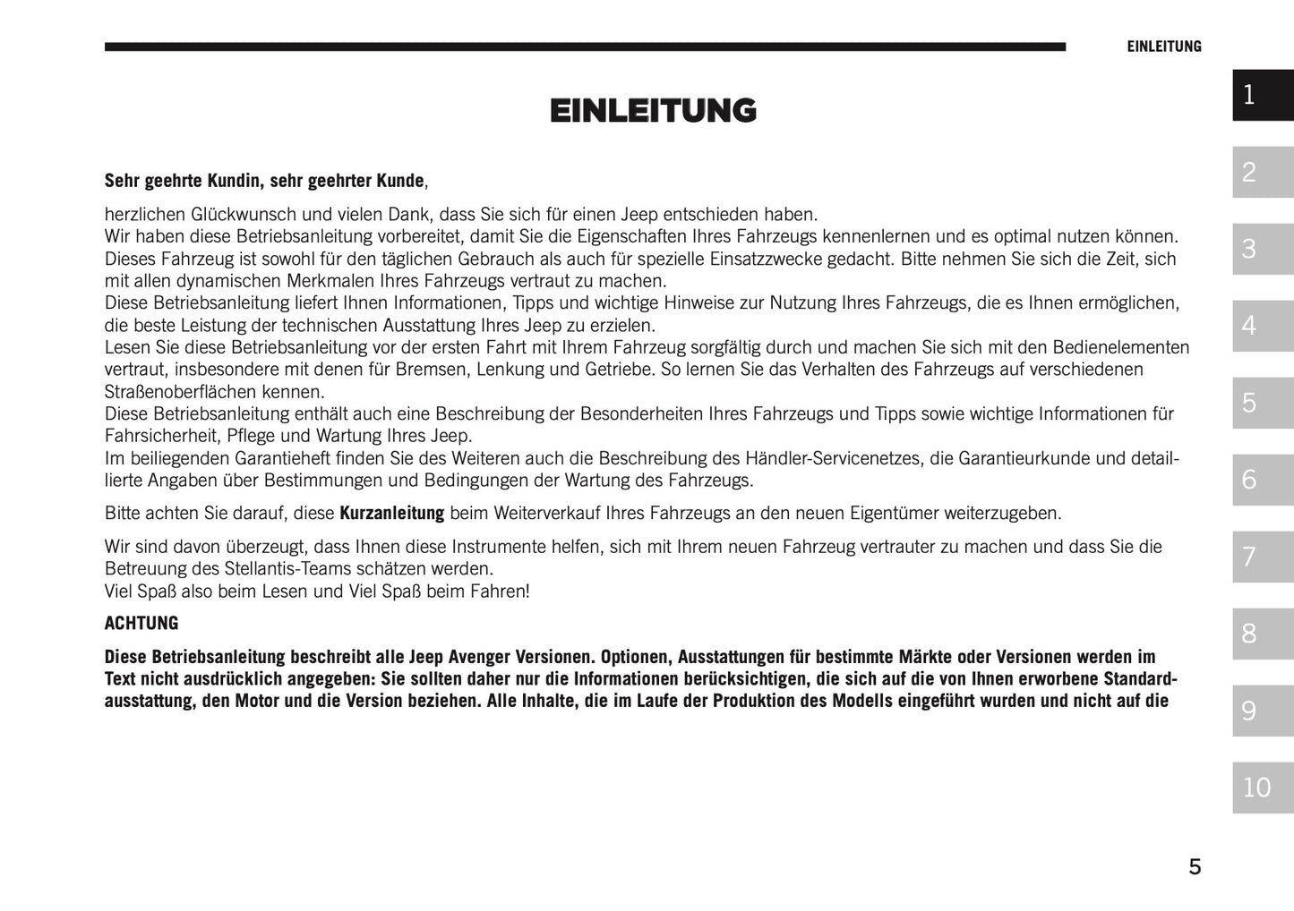 2026 Jeep Avenger Owner's Manual | German