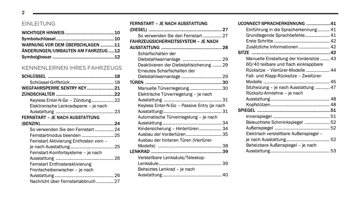 2020-2021 Jeep Wrangler Owner's Manual | German