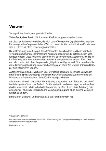 2026 Kia Stonic Owner's Manual | German