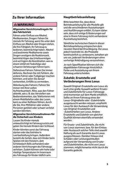 2025-2026 Lexus LBX Owner's Manual | German