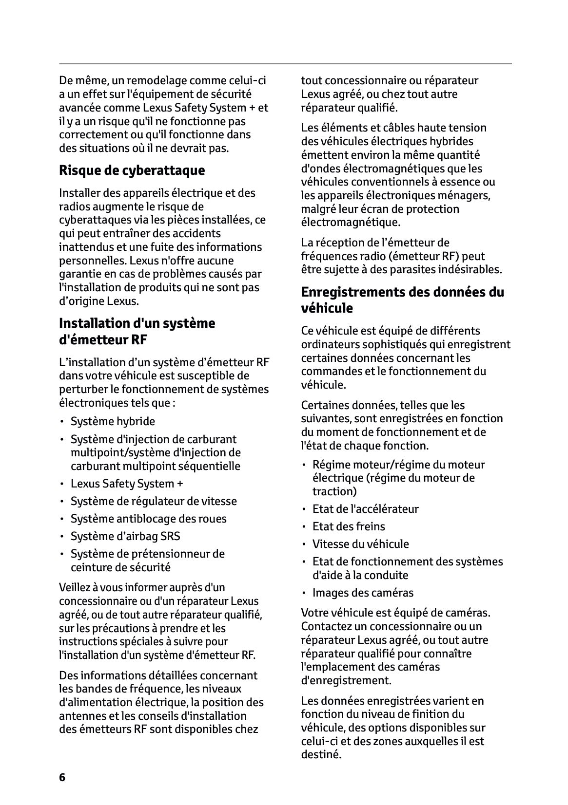 2025-2026 Lexus LBX Owner's Manual | French