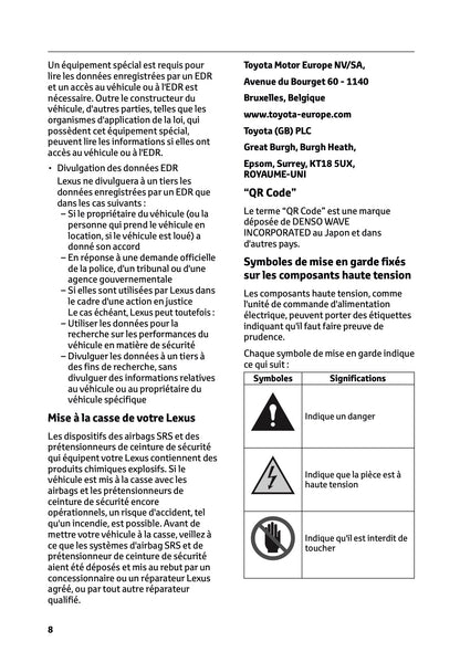 2025-2026 Lexus LBX Owner's Manual | French