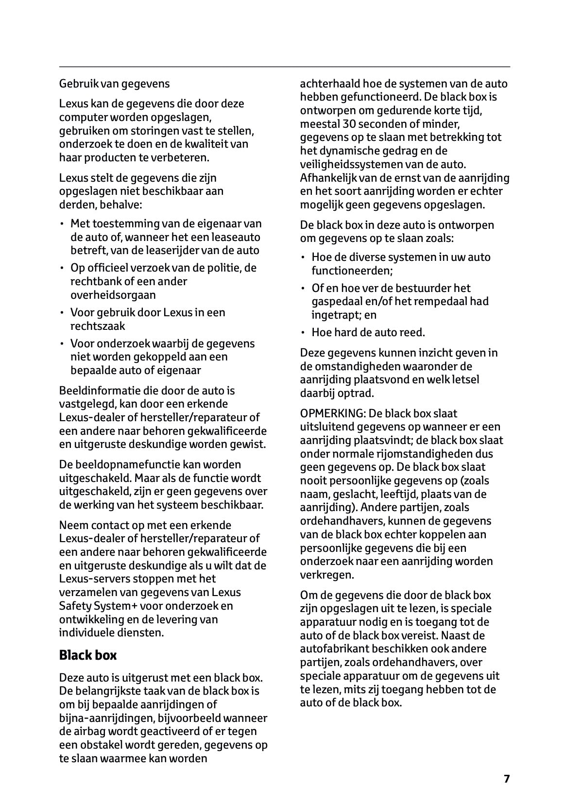 2024-2025 Lexus LBX Owner's Manual | Dutch