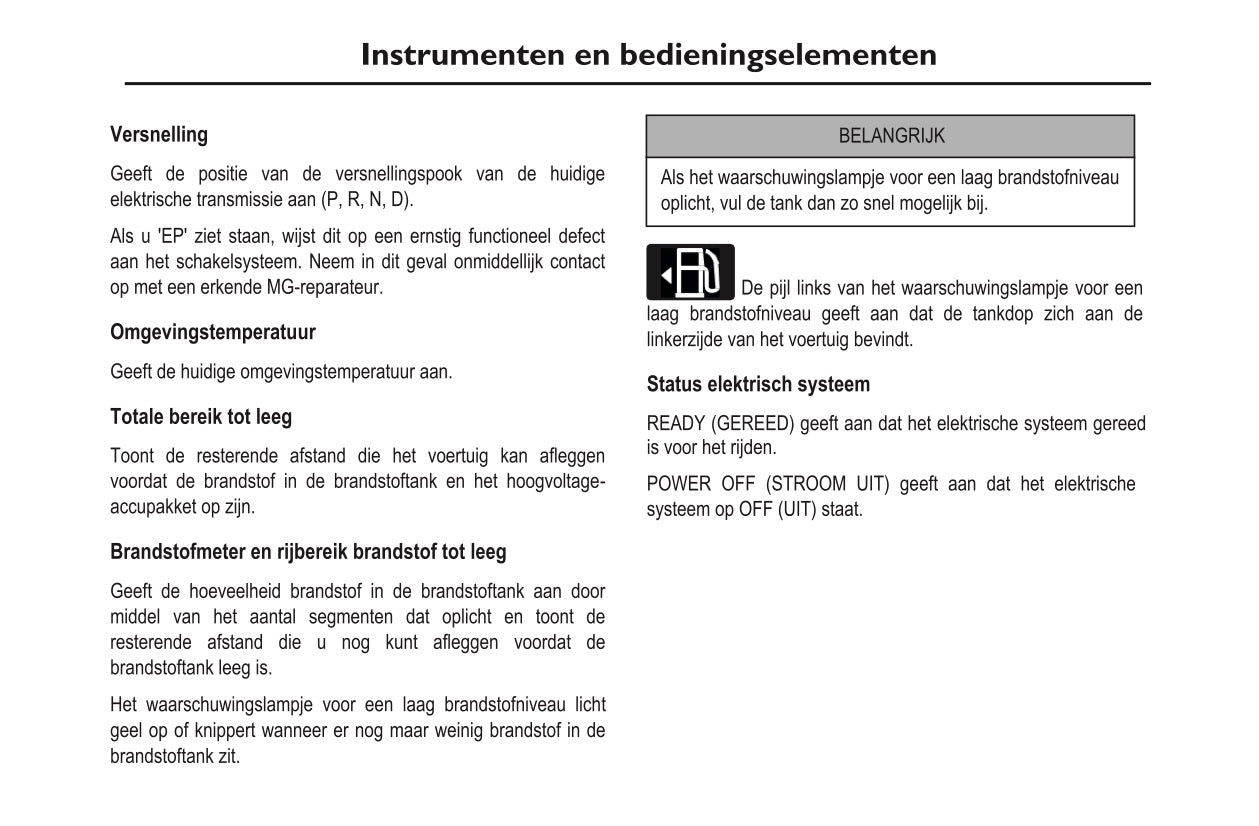 2020-2023 MG Ehs PHEV Bedienungsanleitung | Niederländisch