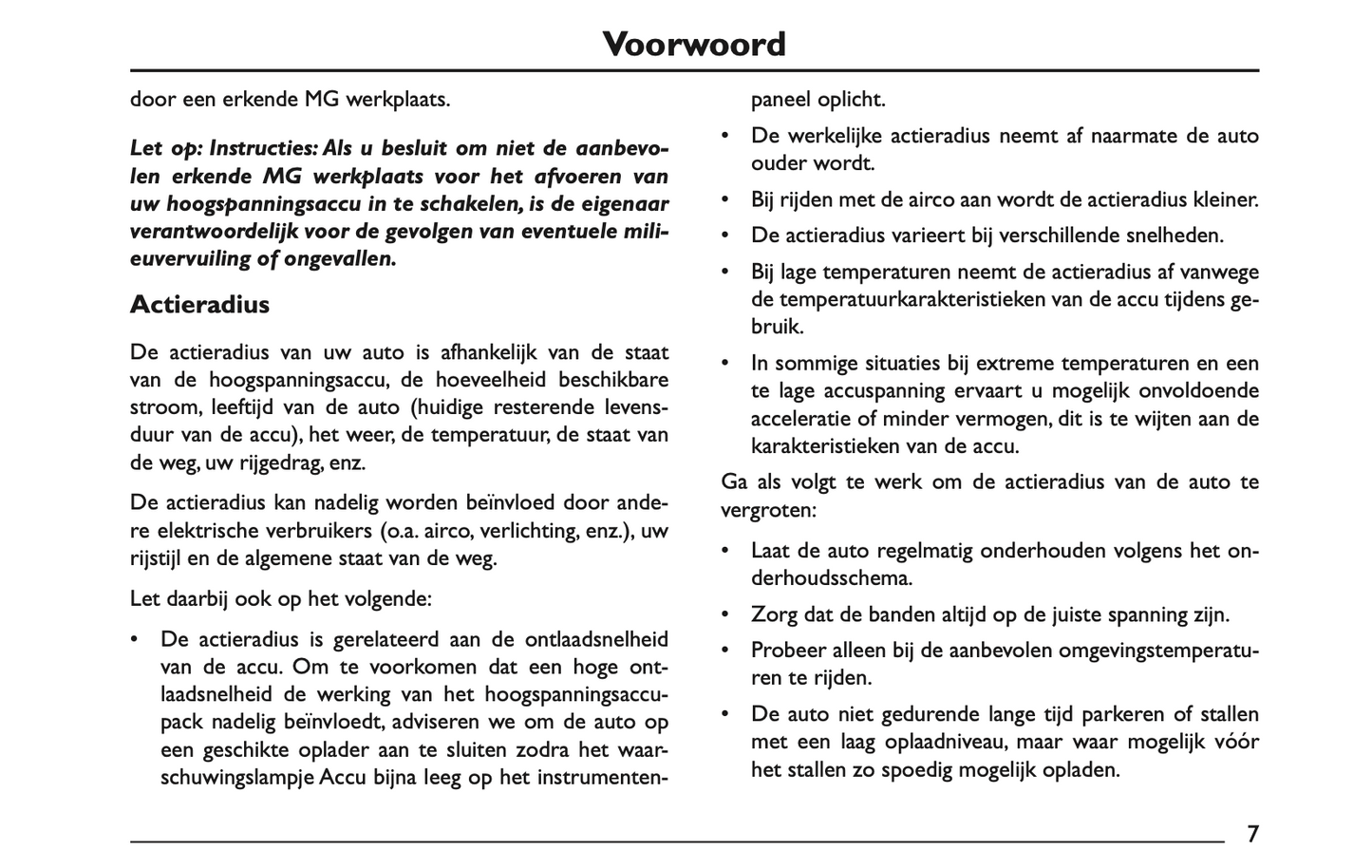 2022 MG MG5 Owner's Manual | Dutch