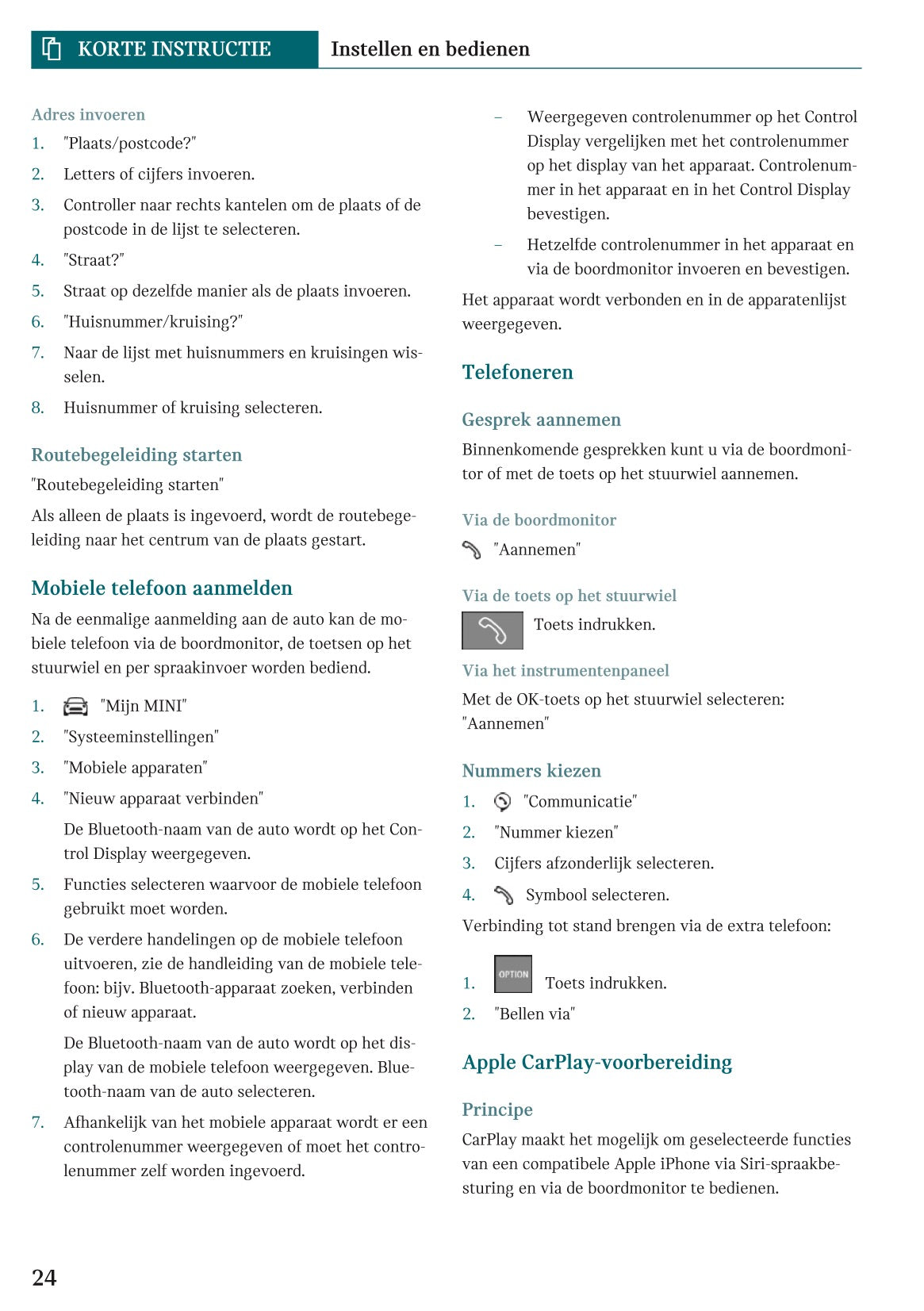 2022 Mini Countryman Owner's Manual | Dutch
