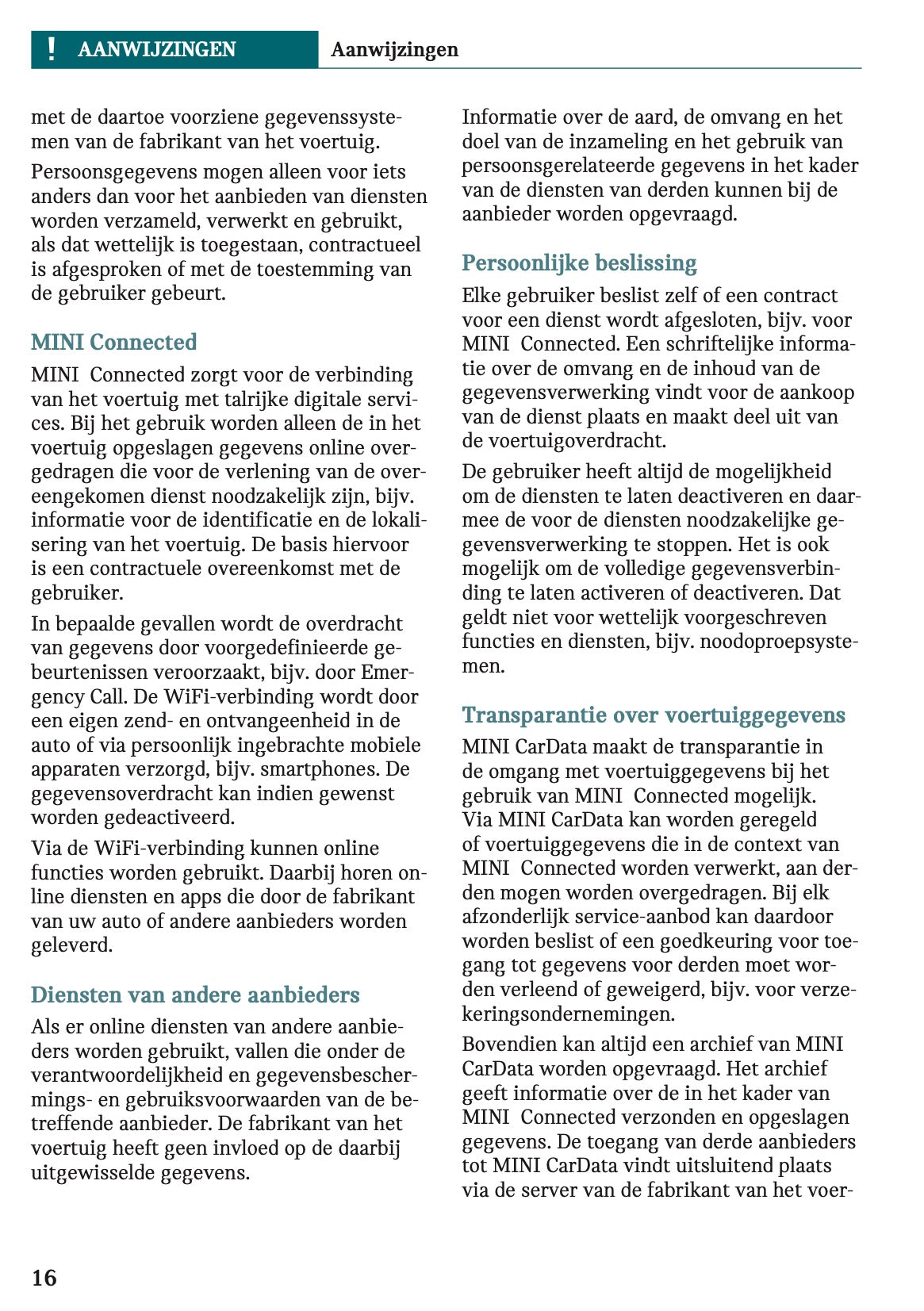 2023 Mini Mini Owner's Manual | Dutch