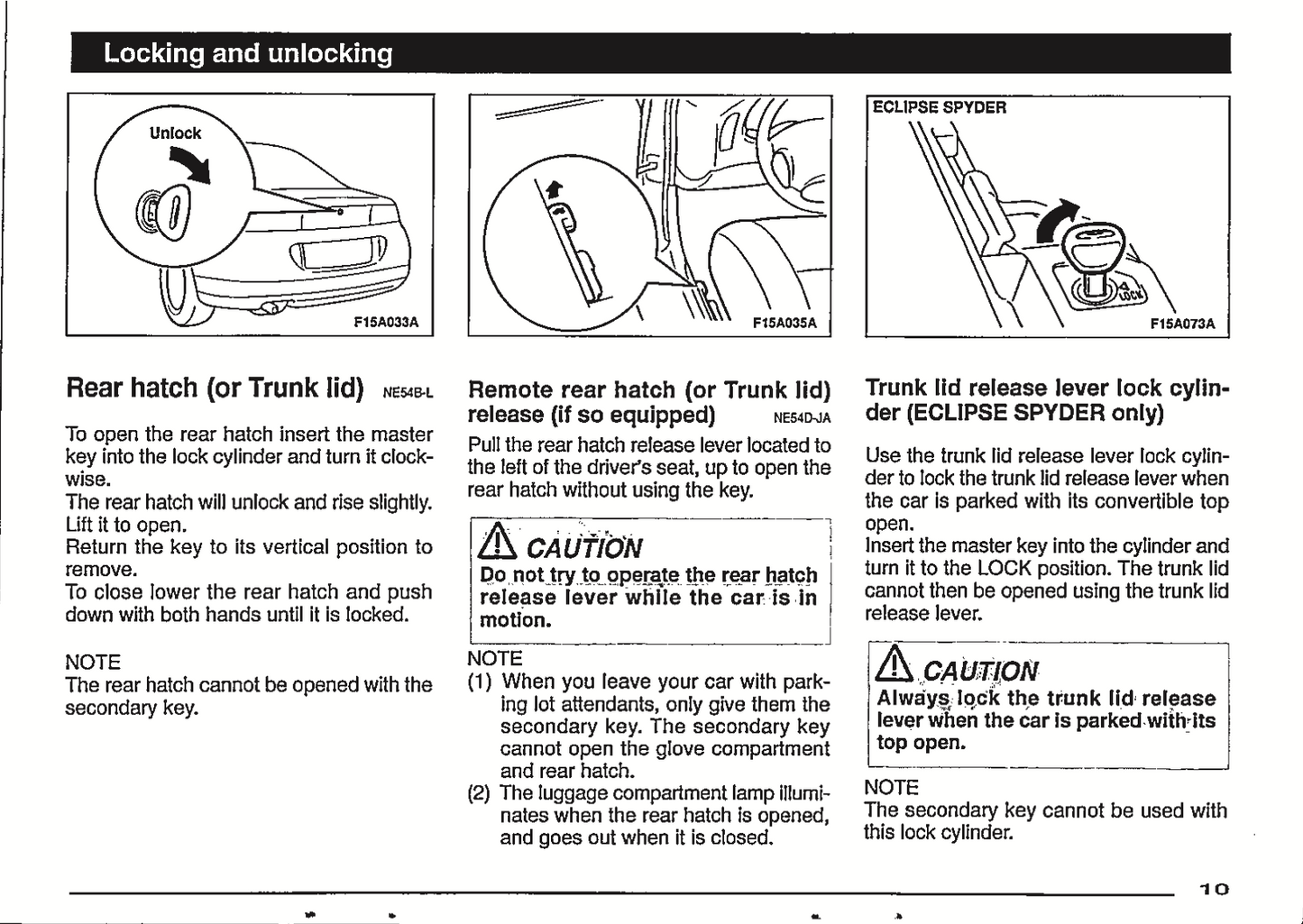 1998 Mitsubishi Eclipse Owner's Manual | English