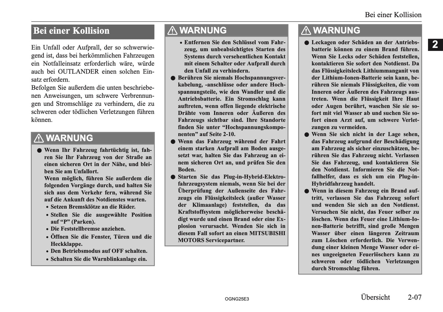 2025 Mitsubishi Outlander PHEV Owner's Manual | German