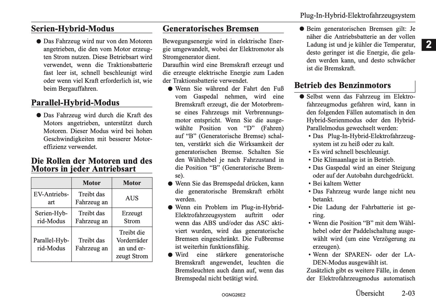 2026 Mitsubishi Outlander PHEV Owner's Manual | German
