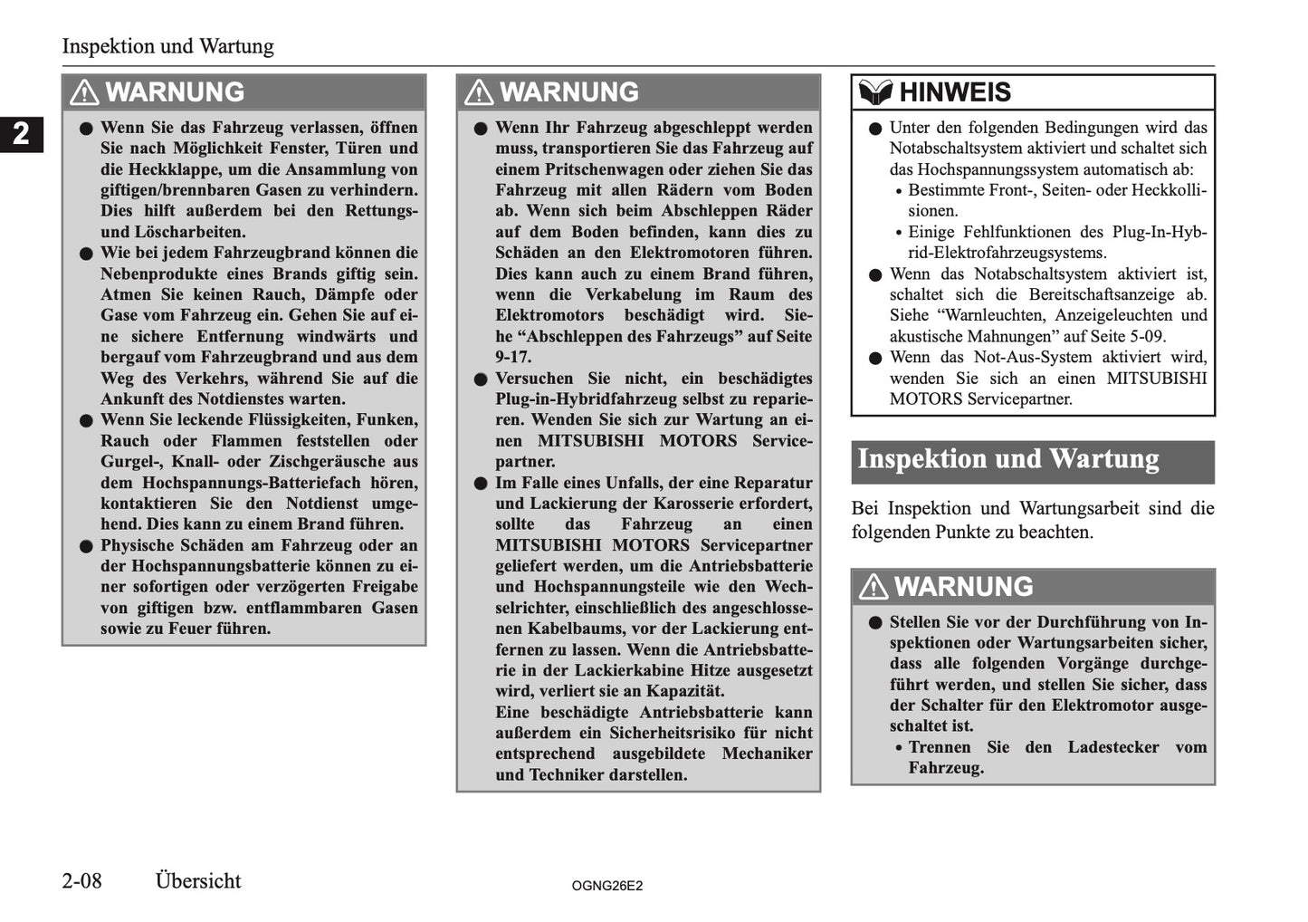 2026 Mitsubishi Outlander PHEV Owner's Manual | German