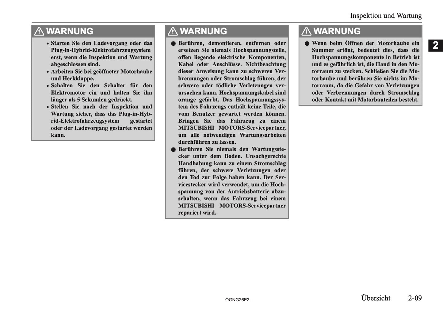 2026 Mitsubishi Outlander PHEV Owner's Manual | German