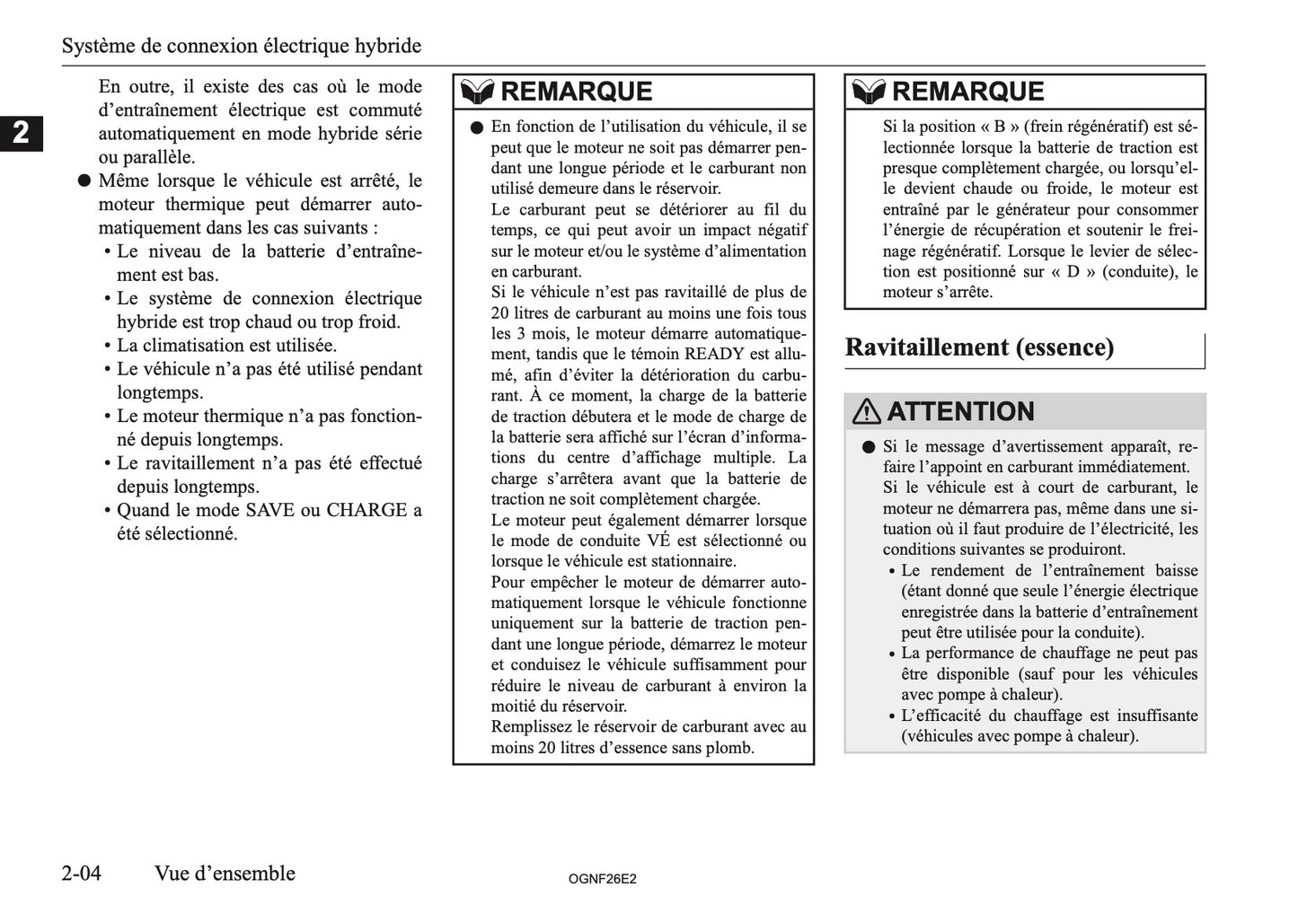 2026 Mitsubishi Outlander PHEV Owner's Manual | French