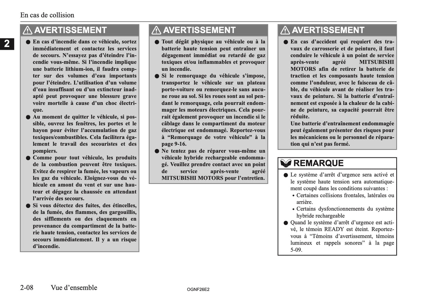 2026 Mitsubishi Outlander PHEV Owner's Manual | French