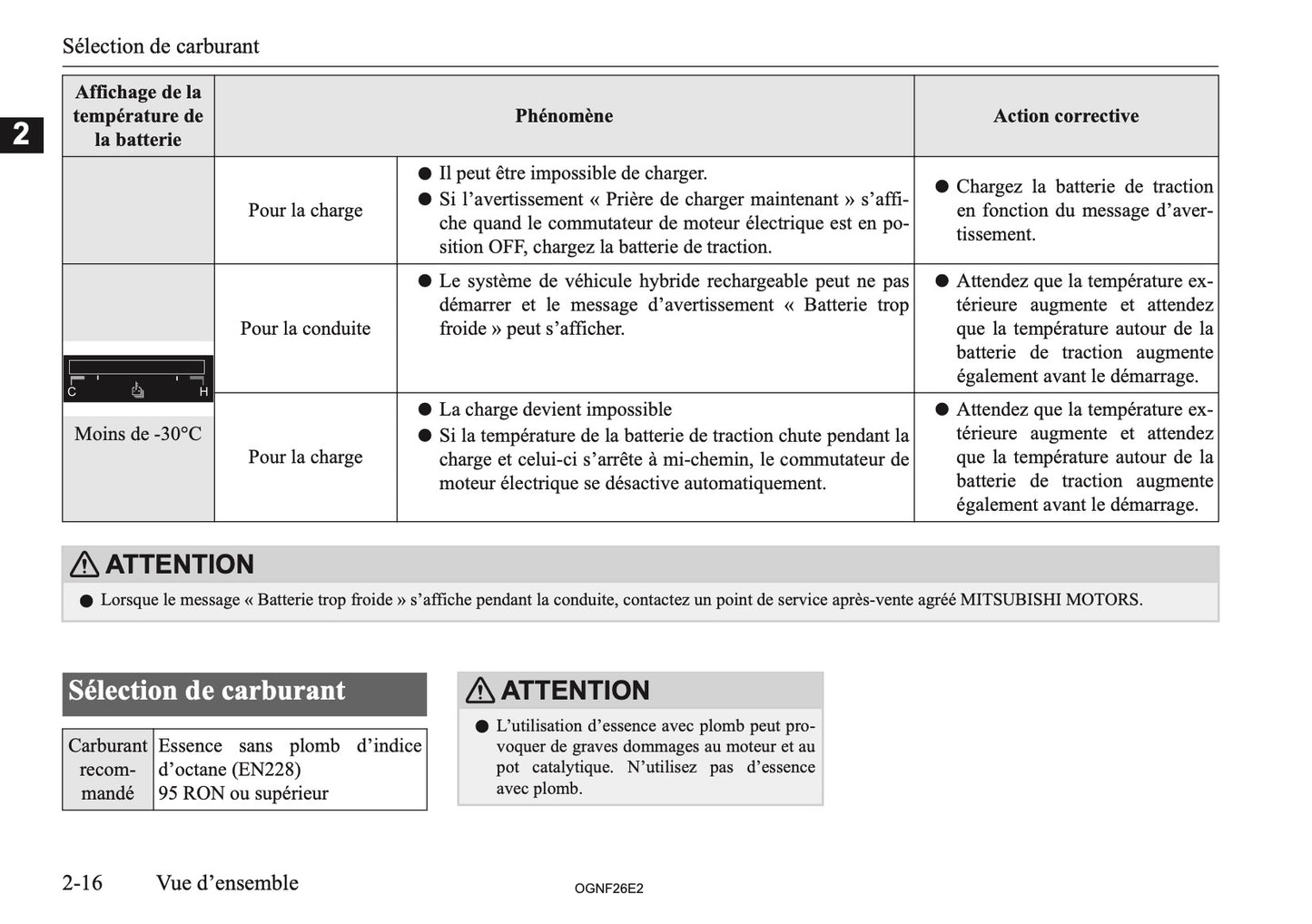 2026 Mitsubishi Outlander PHEV Owner's Manual | French