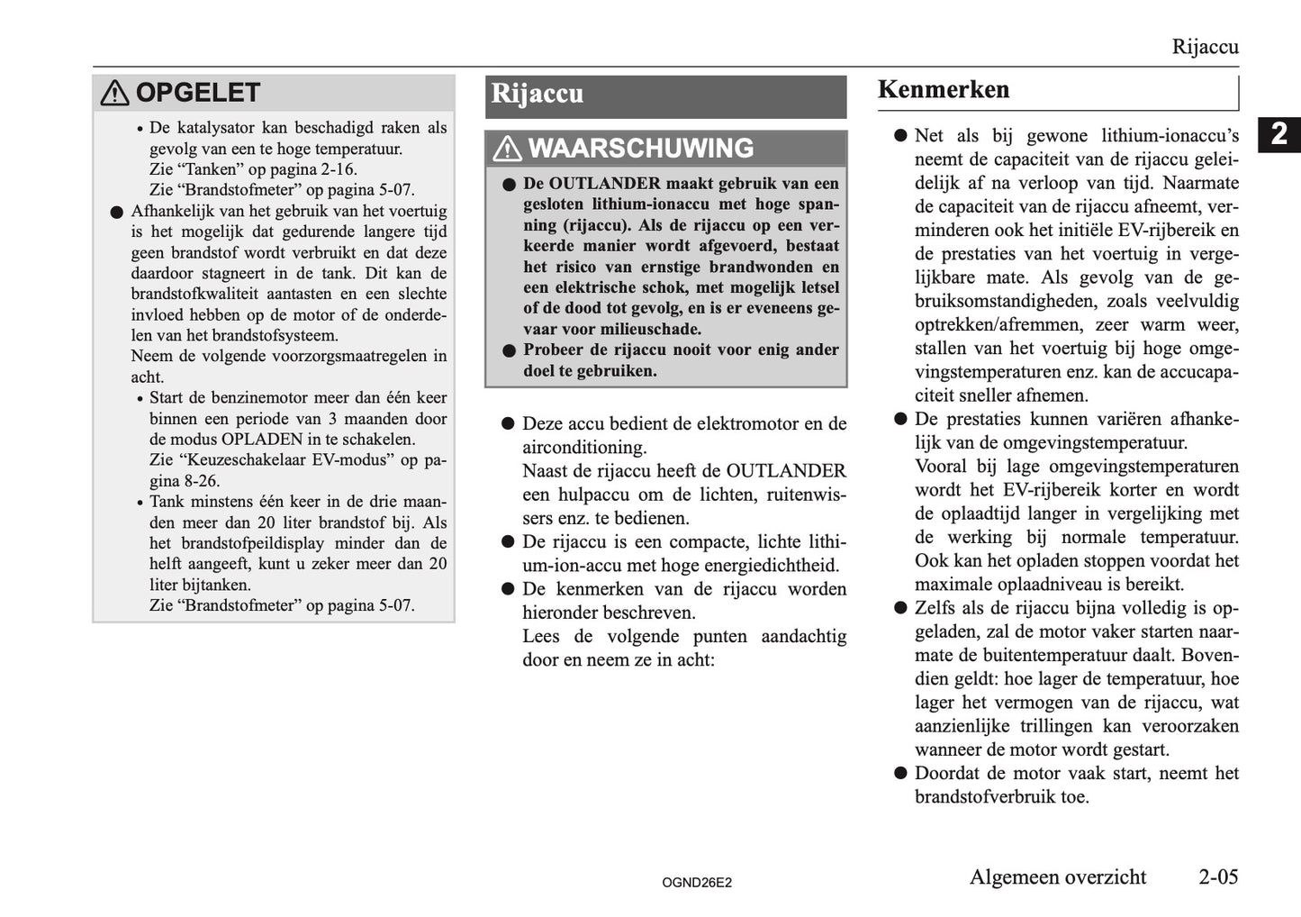 2026 Mitsubishi Outlander PHEV Owner's Manual | Dutch