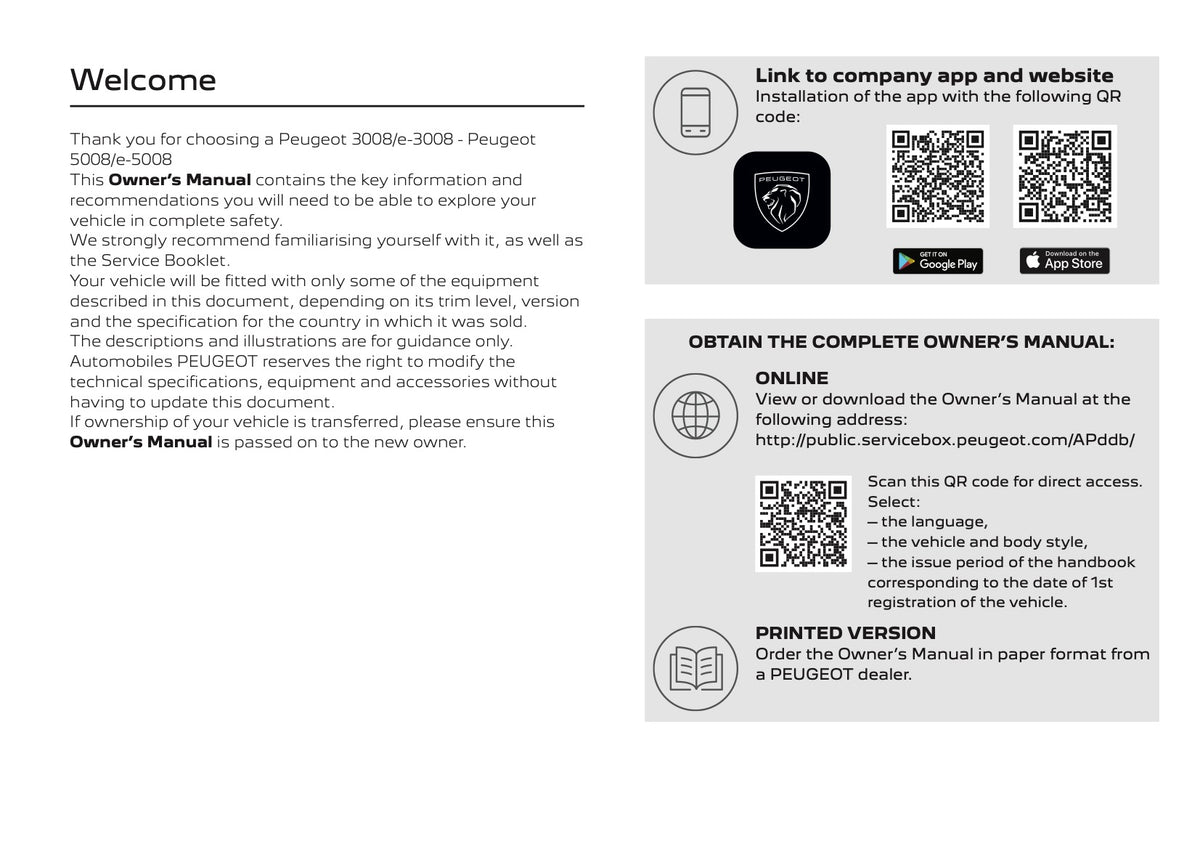 2026 Peugeot 3008/5008 Owner's Manual | English