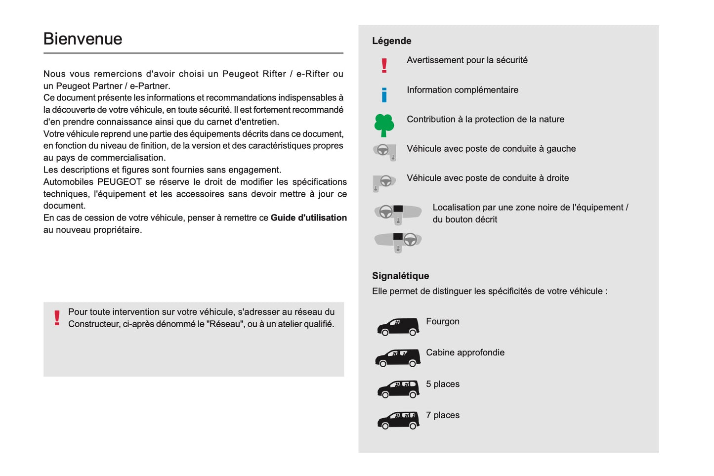 2021-2024 Peugeot Rifter/Partner Owner's Manual | French
