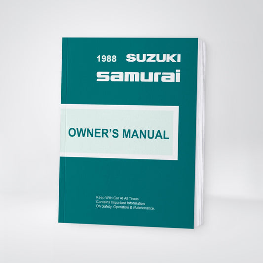 1988 Suzuki Samurai Owner's Manual | English