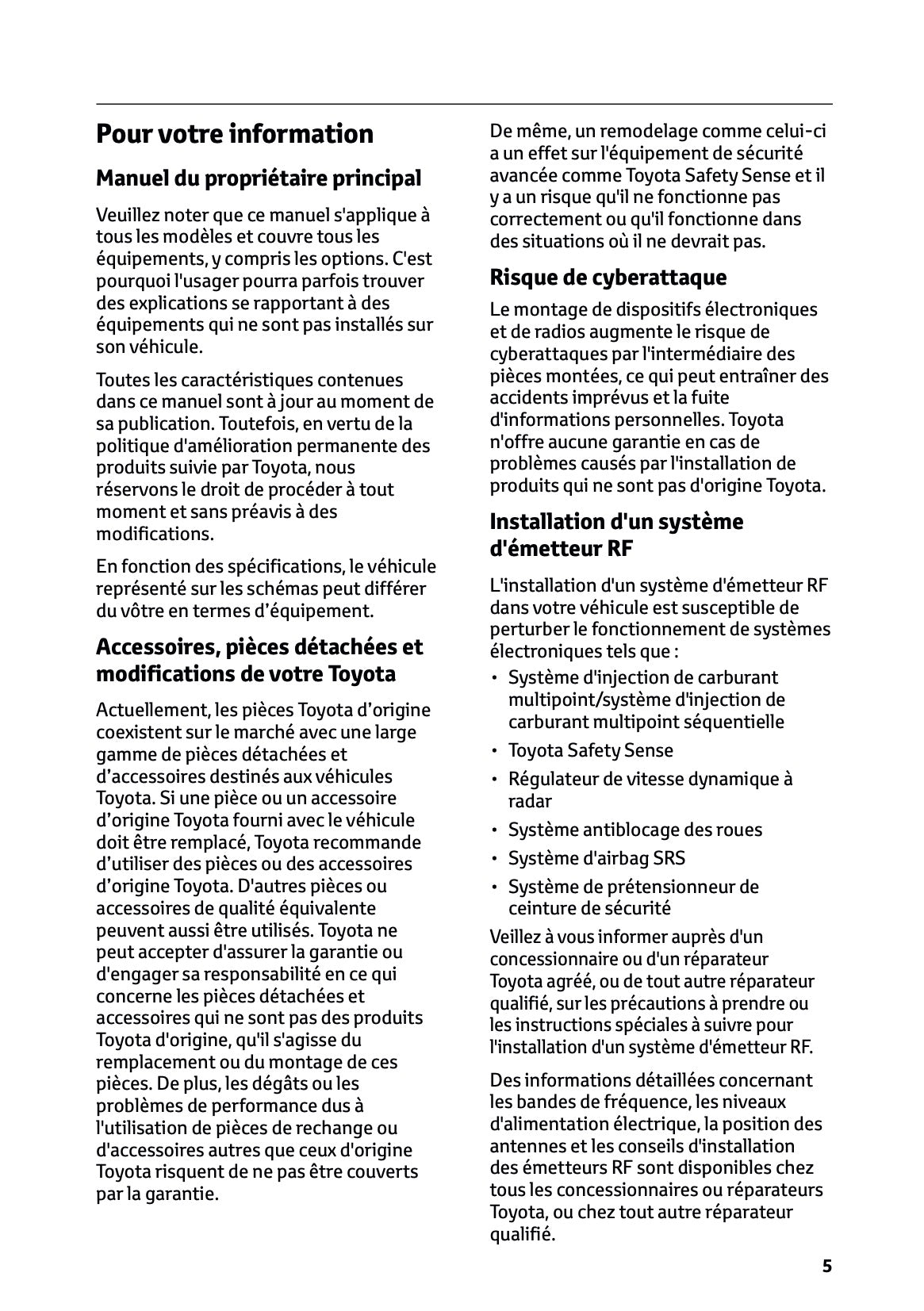 2025-2026 Toyota Aygo X Owner's Manual | French