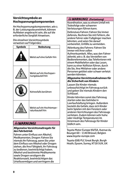 2026 Toyota C-HR Hybrid Owner's Manual | German