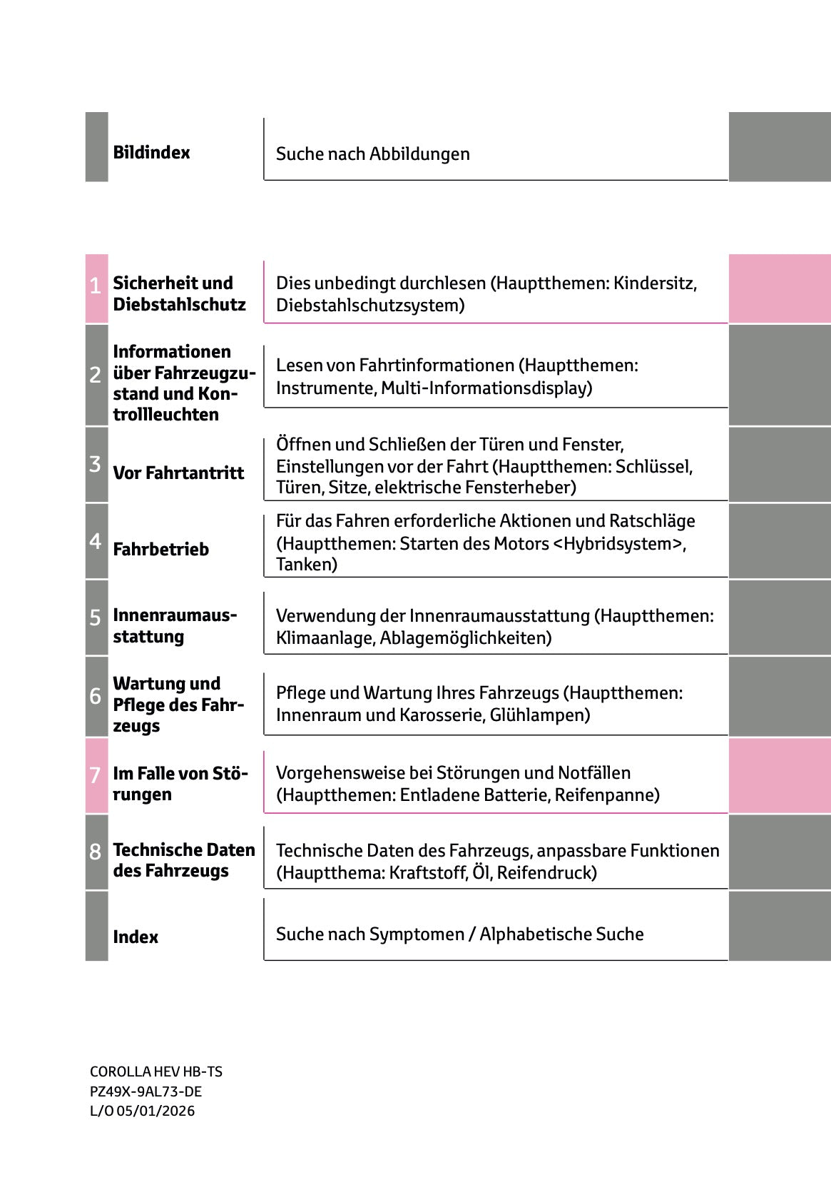 2026 Toyota Corolla Hybrid Hatchback/Touring Sports Owner's Manual | German