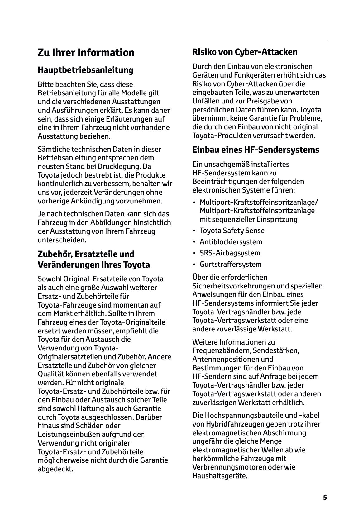 2026 Toyota Corolla Hybrid Hatchback/Touring Sports Owner's Manual | German