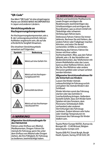 2026 Toyota Corolla Hybrid Hatchback/Touring Sports Owner's Manual | German