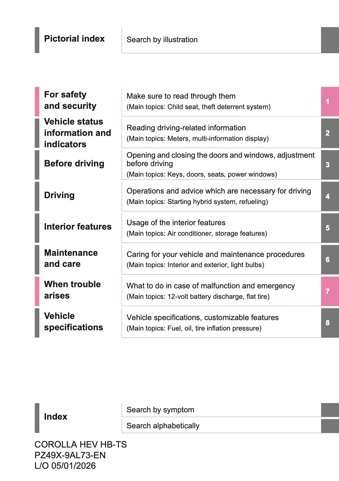 2026 Toyota Corolla Hybrid Hatchback/Touring Sports Owner's Manual | English