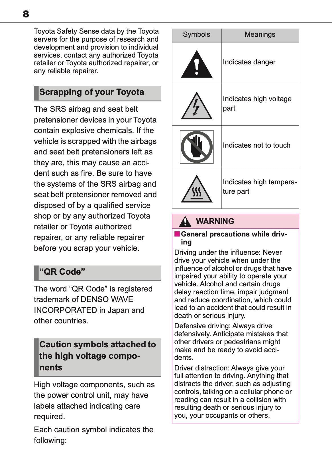 2026 Toyota Corolla Hybrid Hatchback/Touring Sports Owner's Manual | English