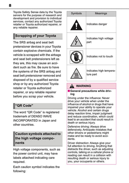 2026 Toyota Corolla Hybrid Hatchback/Touring Sports Owner's Manual | English
