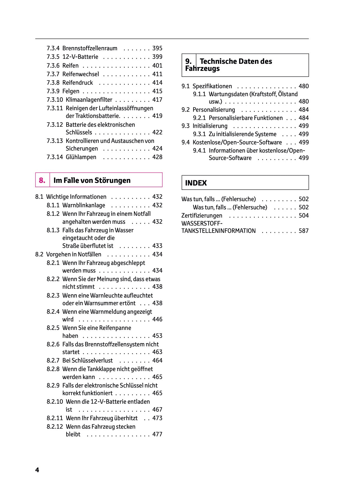 2025-2026 Toyota Mirai Owner's Manual | German