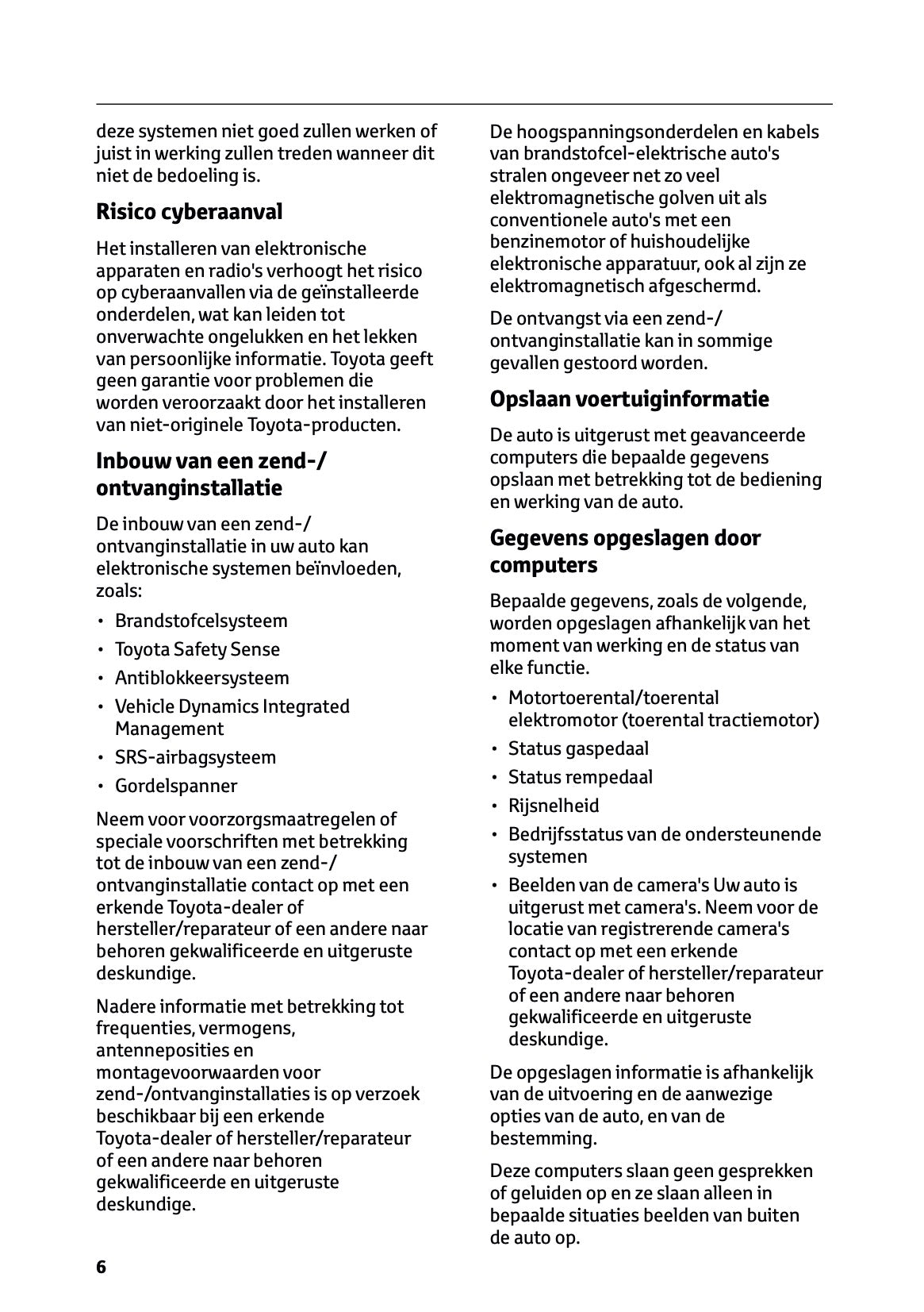 2025-2026 Toyota Mirai Owner's Manual | Dutch