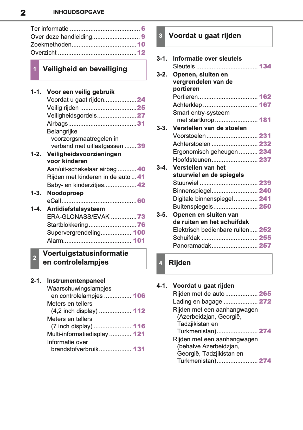 2020-2021 Toyota RAV4 Owner's Manual | Dutch