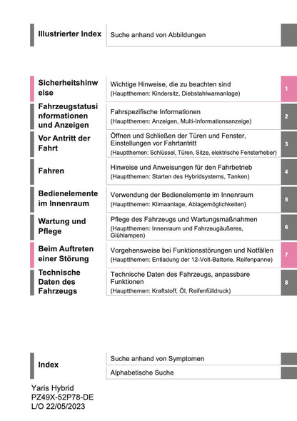 2023-2024 Toyota Yaris Hybrid Owner's Manual | German