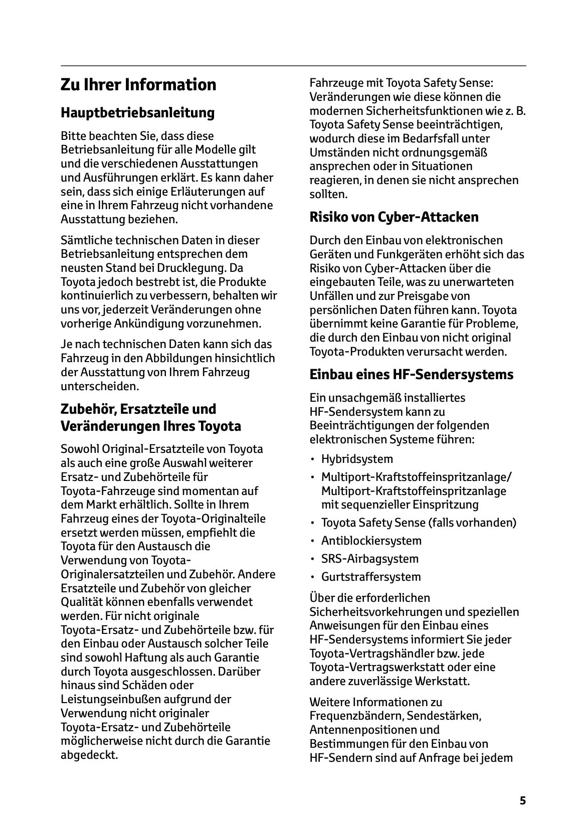 2026 Toyota Yaris Hybrid Bedienungsanleitung | Deutsch