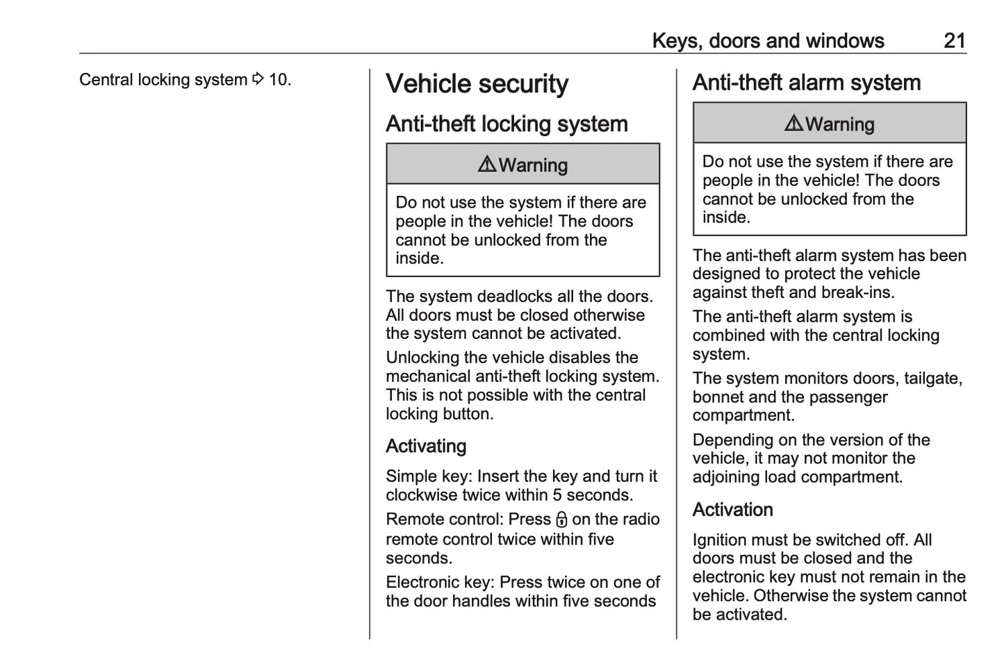 2024-2025 Vauxhall Vivaro Owner's Manual | English