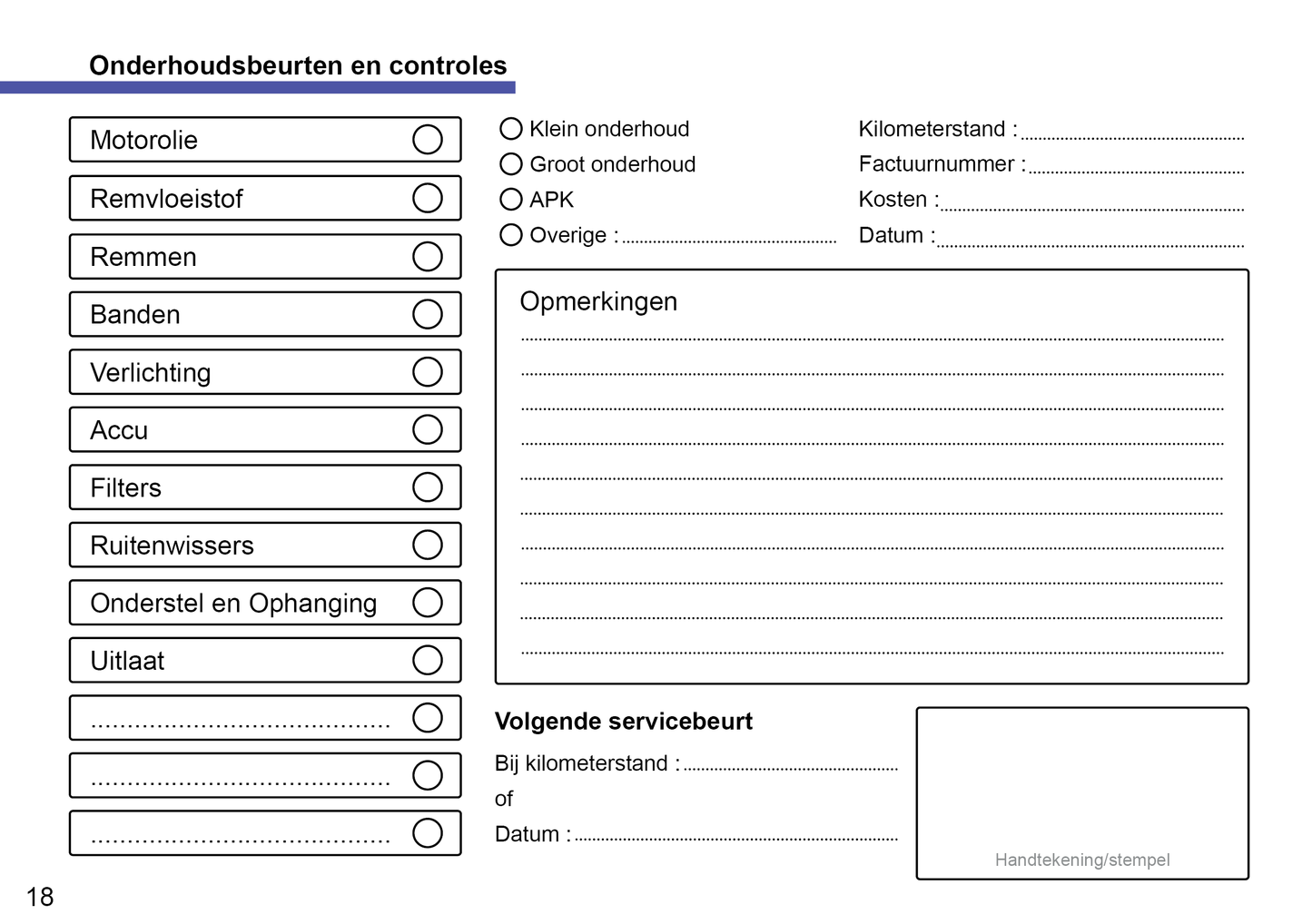 Seat Maintenance Book | Dutch