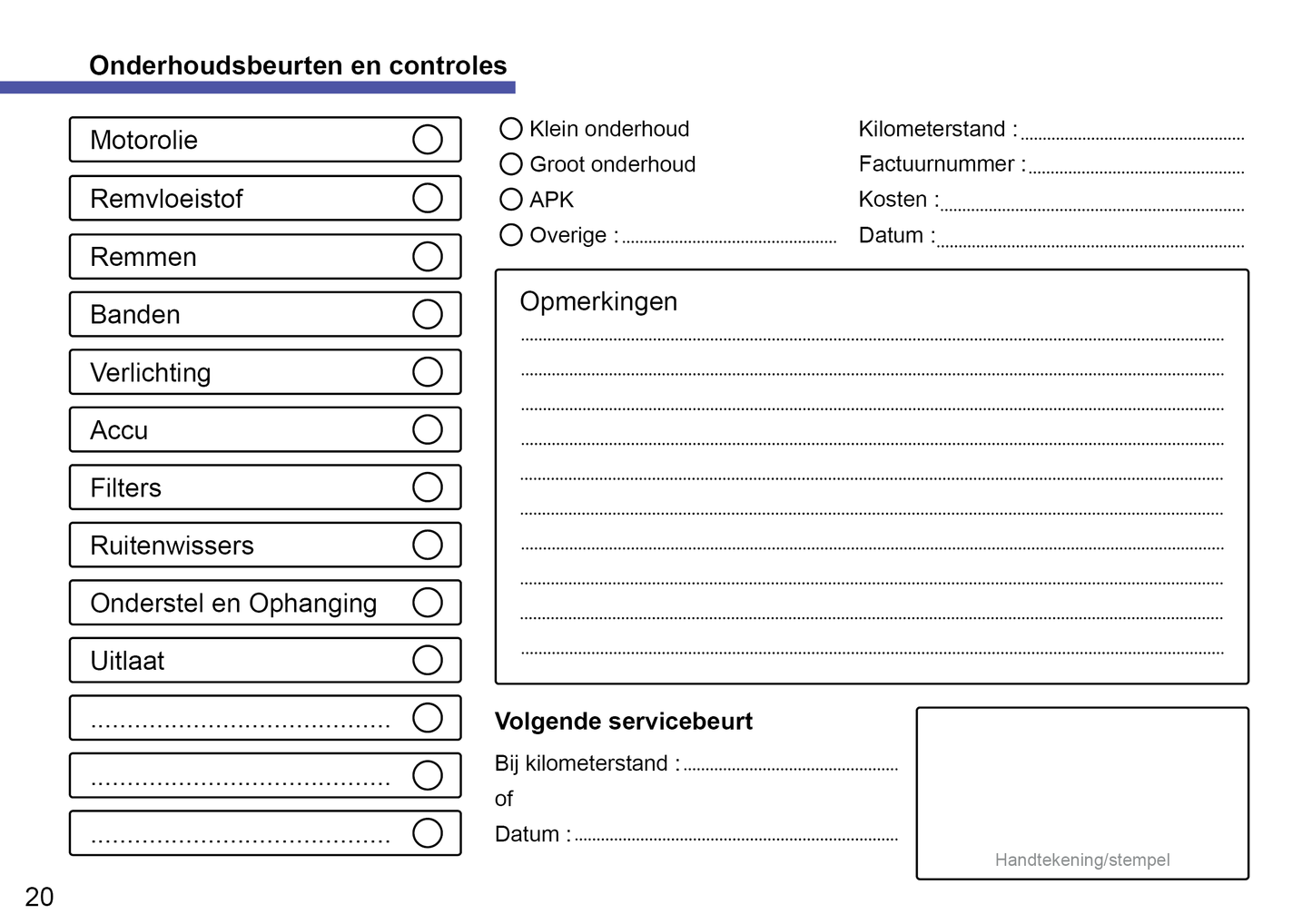 Peugeot Maintenance Book | Dutch