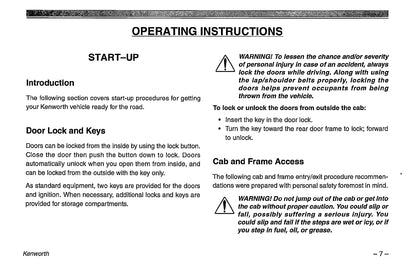 1996-2003 Kenworth K100/W900/T600/T800/C500 Owner's Manual | English