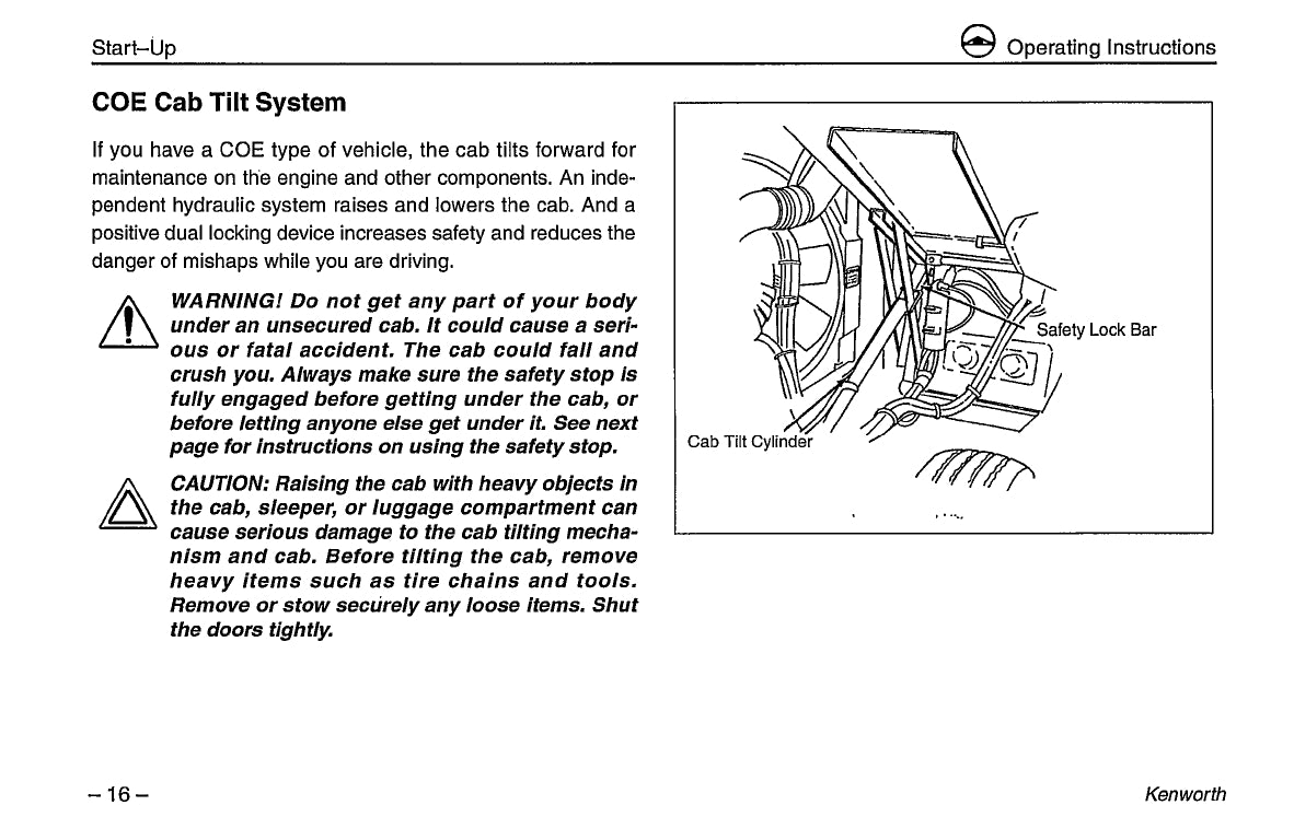 1996-2003 Kenworth K100/W900/T600/T800/C500 Owner's Manual | English