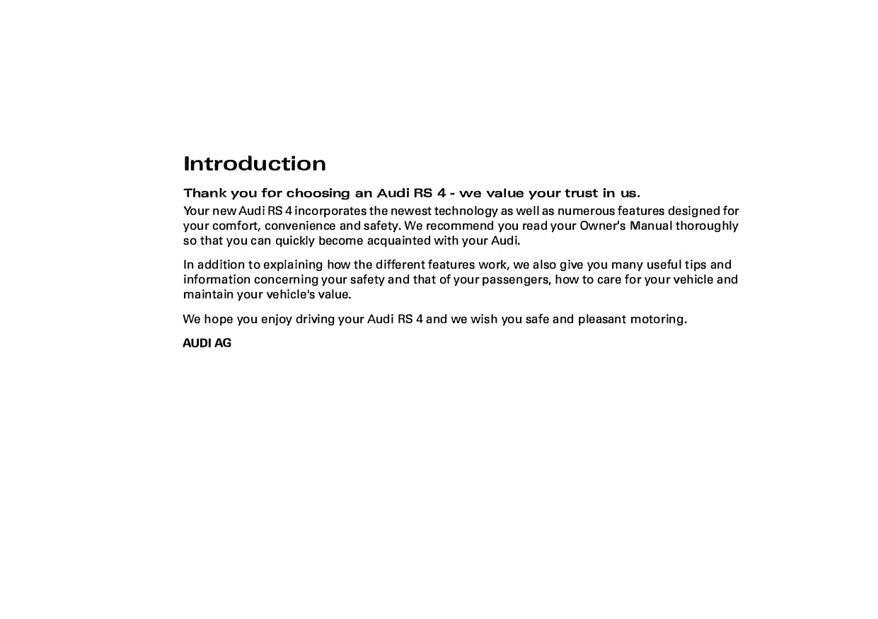 2007 Audi RS 4 Owner's Manual | English