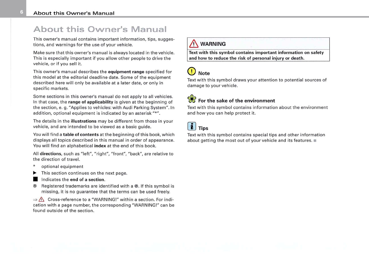 2007 Audi RS 4 Owner's Manual | English