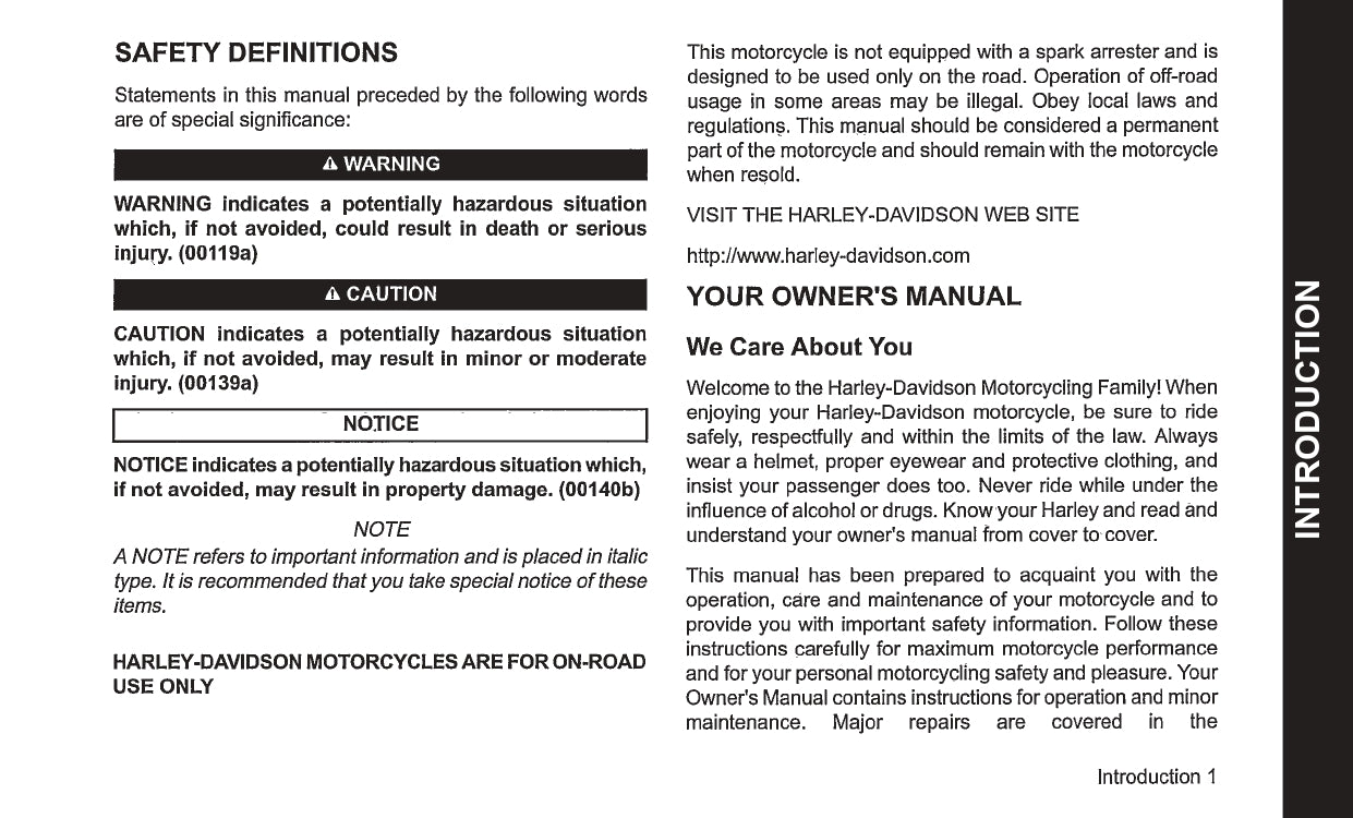 2018 Harley Davidson Touring Owner's Manual | English