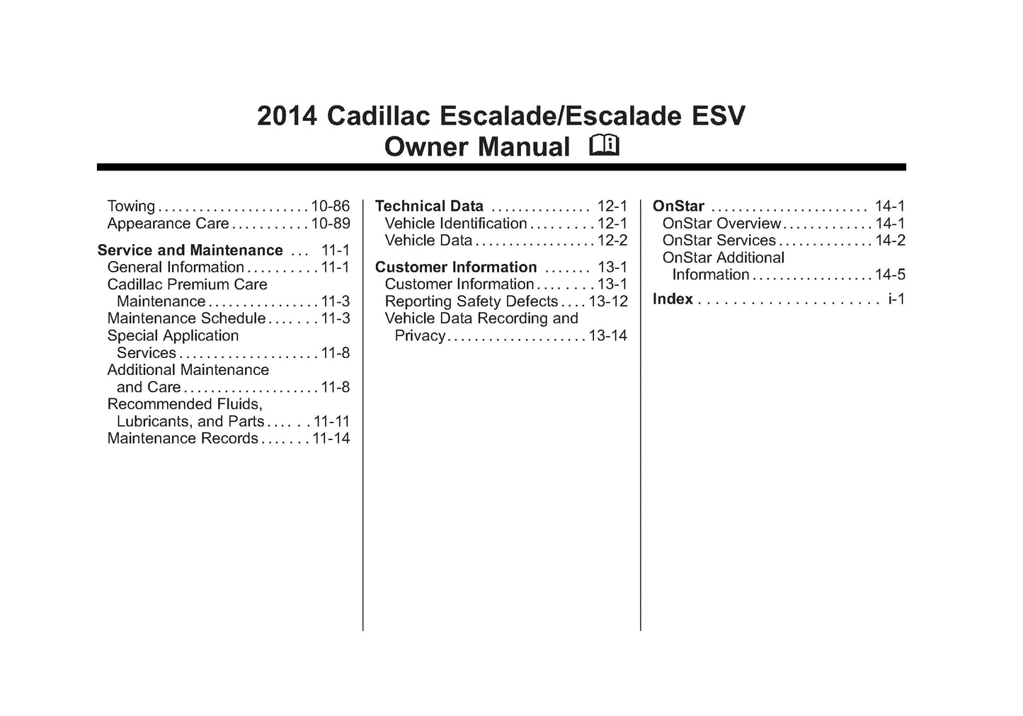 2014 Cadillac Escalade/ESV Owner's Manual | English