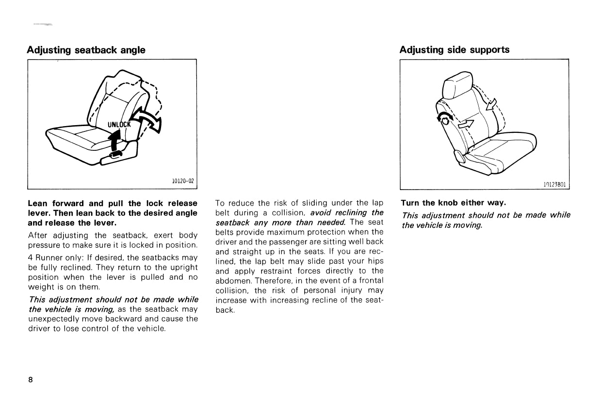 1987 Toyota 4WD Truck/4Runner Owner's Manual | English