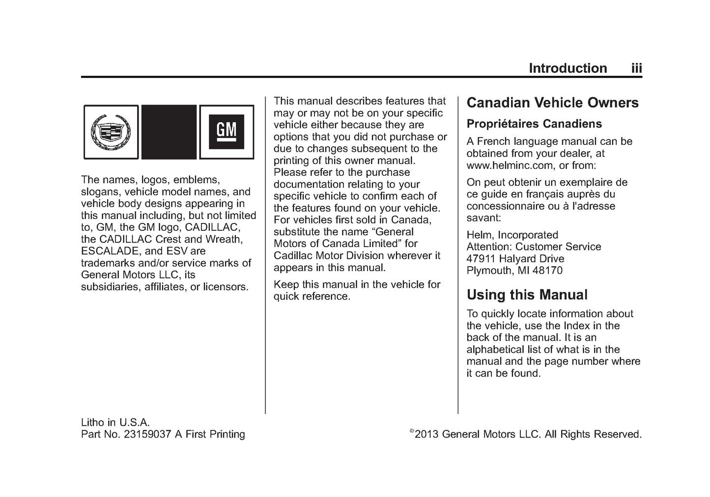 2014 Cadillac Escalade/ESV Owner's Manual | English