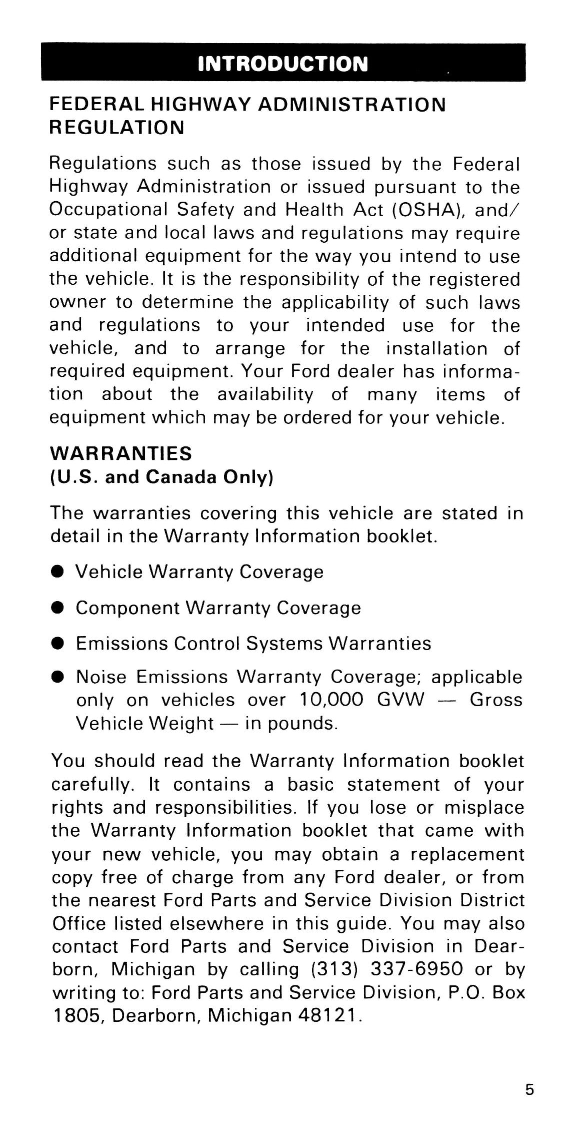 1985 Ford Medium Duty/600/700/7000 Owner's Manual | English