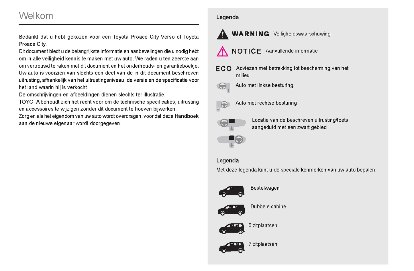 2021-2024 Toyota Proace City/Proace City Verso Manuel du propriétaire | Néerlandais