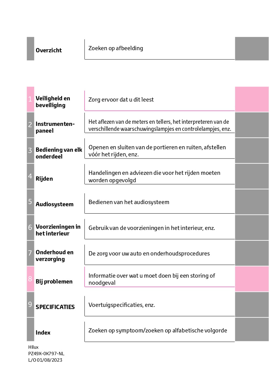 2023 Toyota Hilux Owner's Manual | Dutch